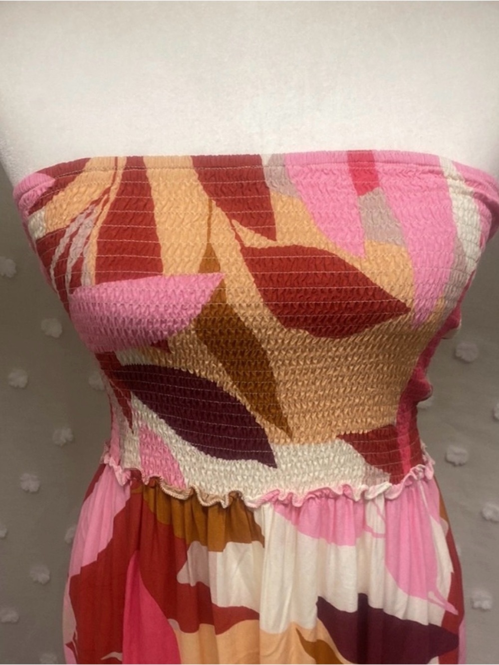 Abel the label Strapless Pink Abstract Print Maxi Dress - Picture 3 of 4